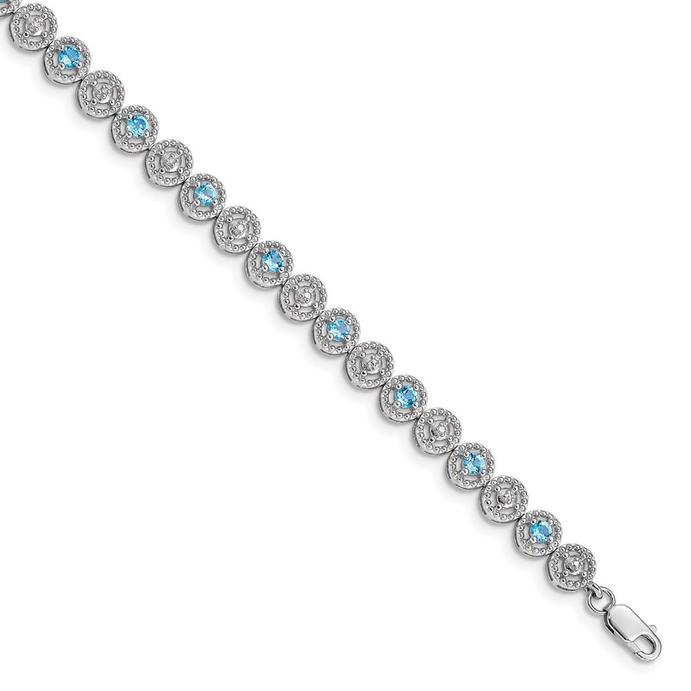 Kazi Luxury Sterling Silver Rhodium-plated Blue Topaz Diamond Bracelet
